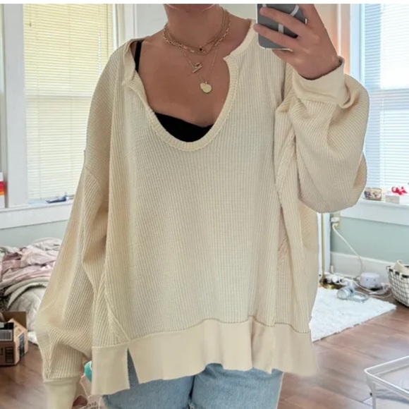 Free People Waffle Knit Sweater small - Picture 1 of 14